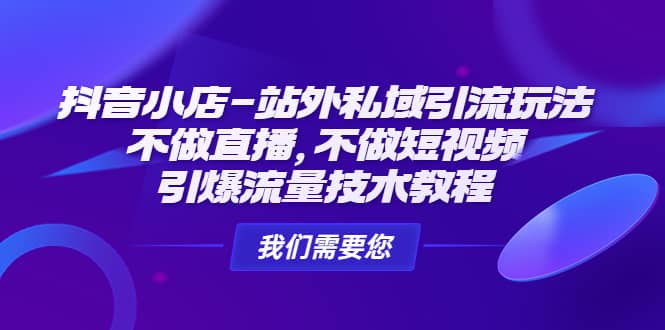 抖音小店-站外私域引流玩法：不做直播，不做短视频，引爆流量技术教程-温馨分享网