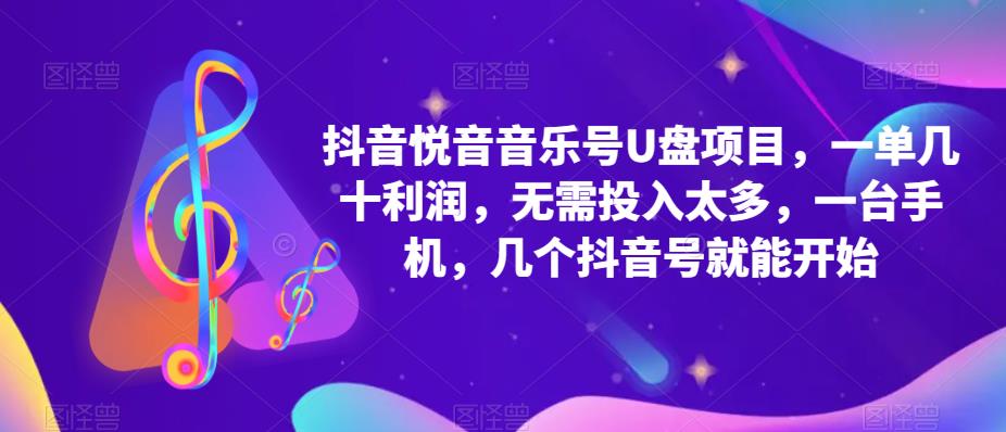 抖音音乐号U盘项目 一单几十利润 无需投入太多 一台手机 几个抖音号就开始-温馨分享网