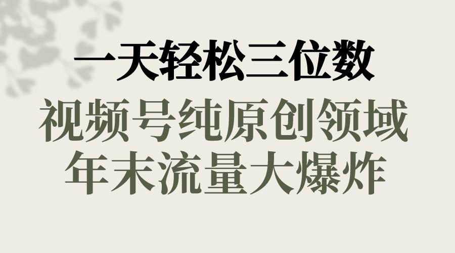 一天轻松三位数，视频号纯原创领域，春节童子送祝福，年末流量大爆炸-温馨分享网