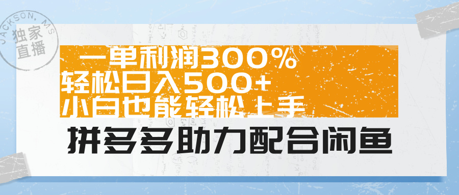 拼多多助力配合闲鱼 一单利润300% 轻松日入500+ 小白也能轻松上手！-温馨分享网
