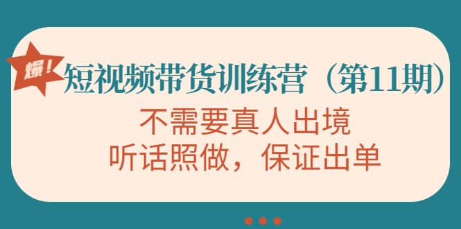 短视频带货训练营（第11期），不需要真人出境，听话照做，保证出单-温馨分享网