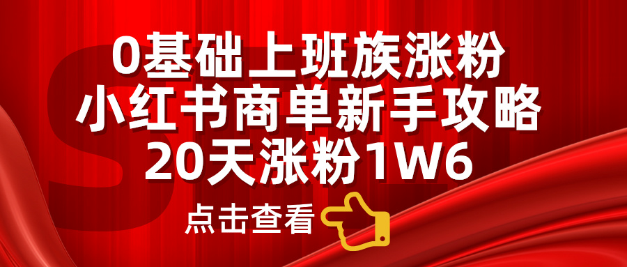 0基础上班族涨粉，小红书商单新手攻略，20天涨粉1.6w-温馨分享网