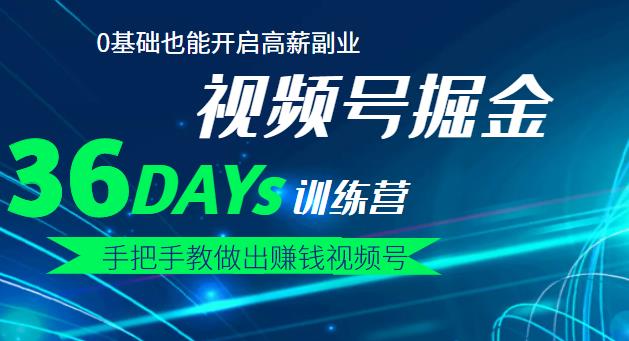 【视频号掘金营】36天手把手教做出赚钱视频号，0基础也能开启高薪副业-温馨分享网
