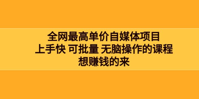 全网最单高价自媒体项目：上手快 可批量 无脑操作的课程，想赚钱的来-温馨分享网