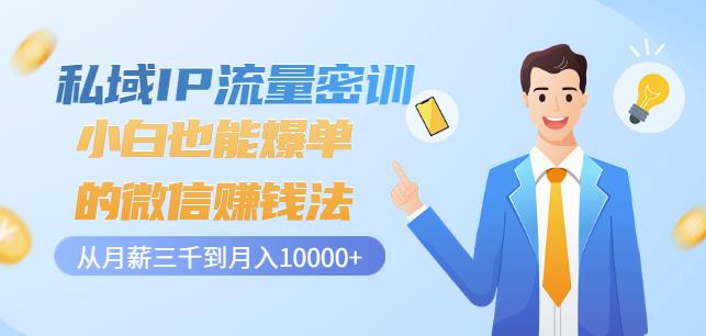 私域IP流量密训：小白也能爆单的微信赚钱法，从月薪三千到月入10000+-温馨分享网