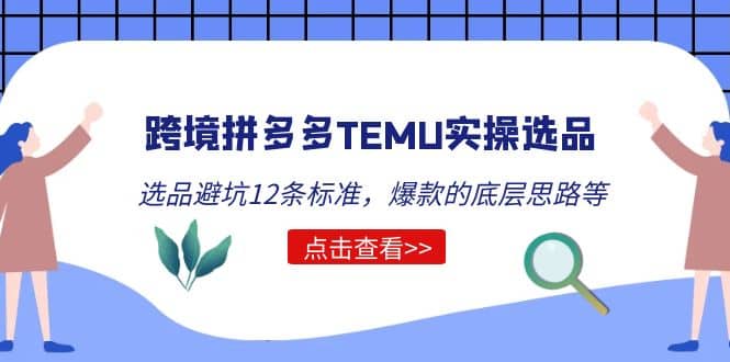 跨境拼多多TEMU实操选品运营方法，选品避坑12条标准，爆款的底层思路等-温馨分享网