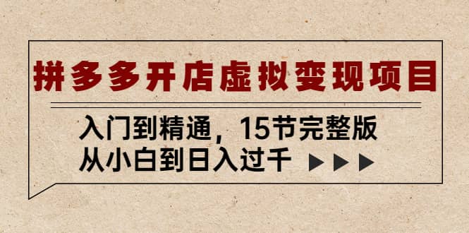 拼多多开店虚拟变现项目：入门到精通（15节完整版）-温馨分享网