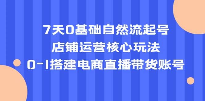 7天0基础自然流起号，店铺运营核心玩法，0-1搭建电商直播带货账号-温馨分享网