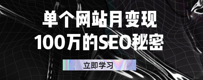 单个网站月变现100万的SEO秘密，百分百做出赚钱站点-温馨分享网