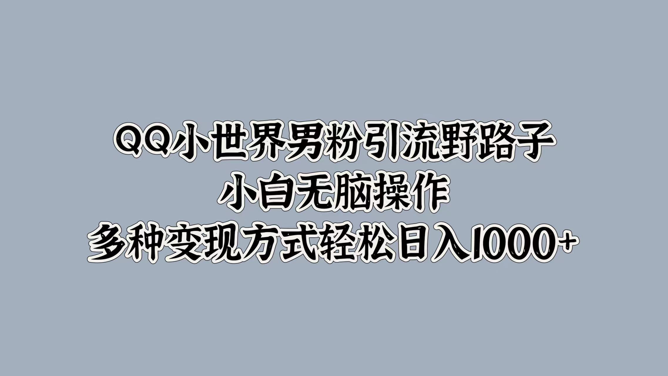QQ小世界男粉引流野路子，小白无脑操作，多种变现方式轻松日入1000+-温馨分享网