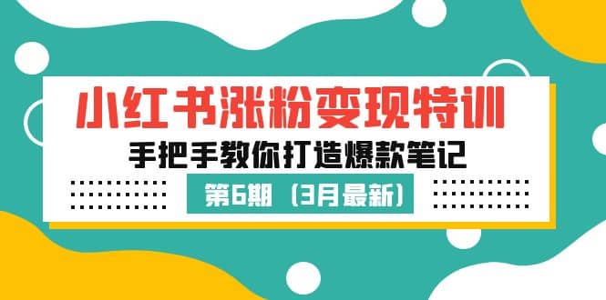 小红书涨粉变现特训·第6期，手把手教你打造爆款笔记（3月新课）-温馨分享网