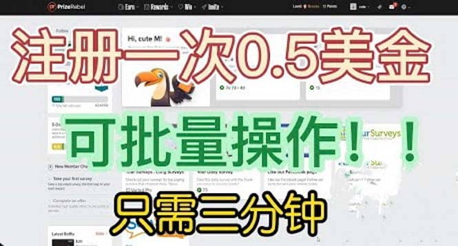 国外项目注册一次0.5美金 只需三分钟无脑操作 可批量放大 小白工作室福利-温馨分享网