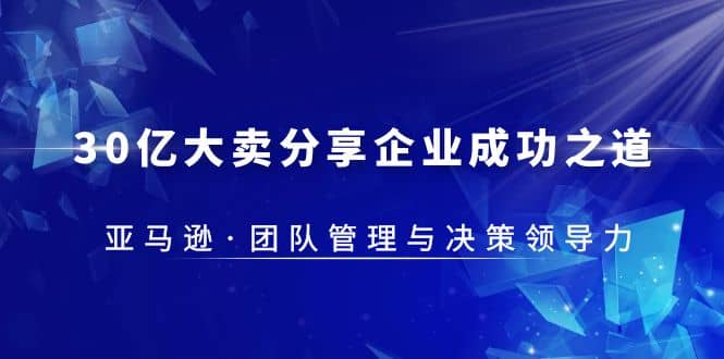 30·亿大卖·分享企业·成功之道-亚马逊·团队管理与决策领导力-温馨分享网