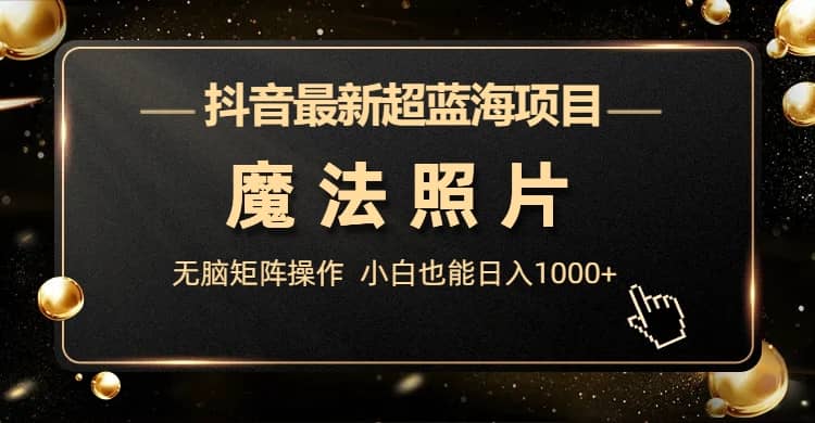抖音最新超蓝海项目，魔法照片，无脑矩阵操作，小白也能日入1000+-温馨分享网