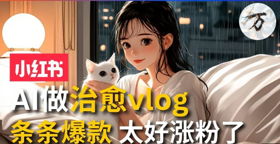 AI治愈系vlog动画视频，小红书7天 涨粉破千，商单报价1500+，0成本制作，日入2000+，有手就会 -温馨分享网