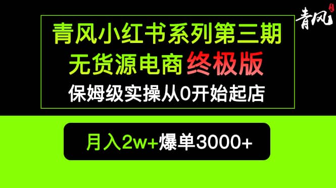 小红书无货源电商爆单终极版【视频教程+实战手册】保姆级实操从0起店爆单-温馨分享网