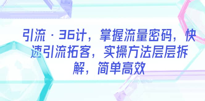 引流·36计，掌握流量密码，快速引流拓客，实操方法层层拆解，简单高效-温馨分享网