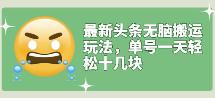 最新头条无脑搬运玩法，单号一天轻松十几块【视频教程+搬运软件】-温馨分享网