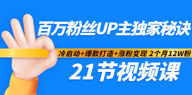 百万粉丝UP主独家秘诀：冷启动+爆款打造+涨粉变现2个月12W粉（21节视频课)-温馨分享网