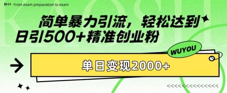 简单暴力引流轻松达到日引500+精准创业粉，单日变现2k【揭秘】-温馨分享网
