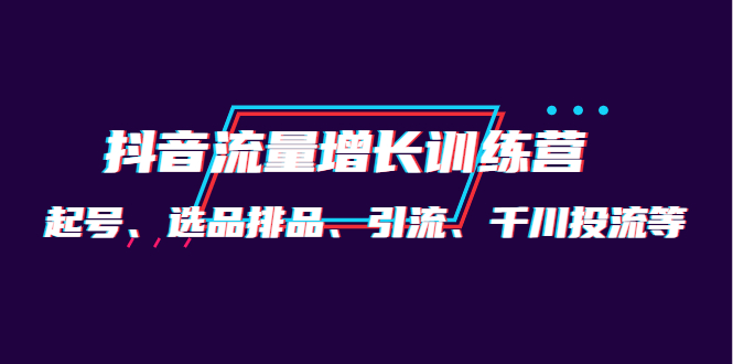 月销1.6亿实操团队·抖音流量增长训练营：起号、选品排品、引流 千川投流等-温馨分享网