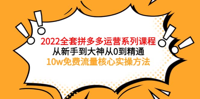 2022全套拼多多运营课程，从新手到大神从0到精通，10w免费流量核心实操方法-温馨分享网