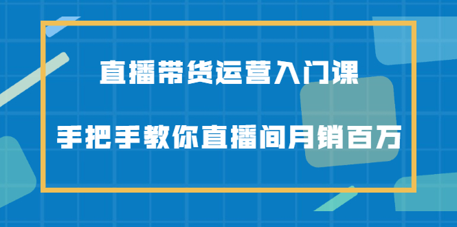 直播带货运营入门课，手把手教你直播间月销百万-温馨分享网