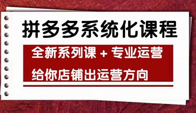 车神陪跑，拼多多系统化课程，全新系列课+专业运营给你店铺出运营方向-温馨分享网