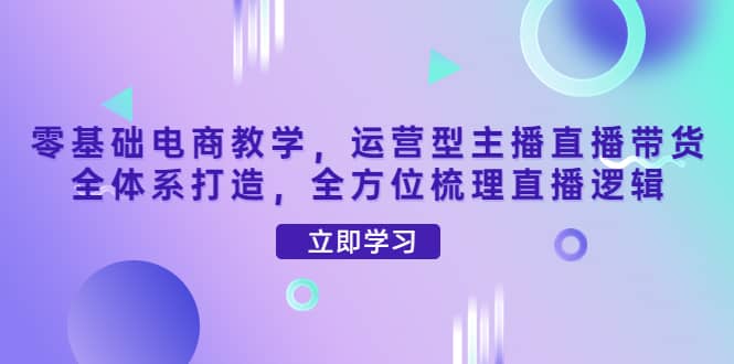 零基础电商教学，运营型主播直播带货全体系打造，全方位梳理直播逻辑-温馨分享网