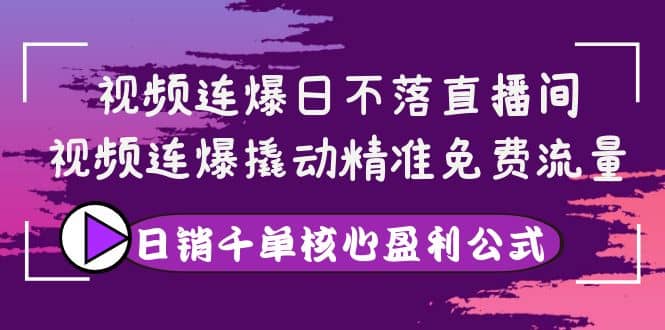 视频连爆日不落直播间，视频连爆撬动精准免费流量，日销千单核心盈利公式-温馨分享网