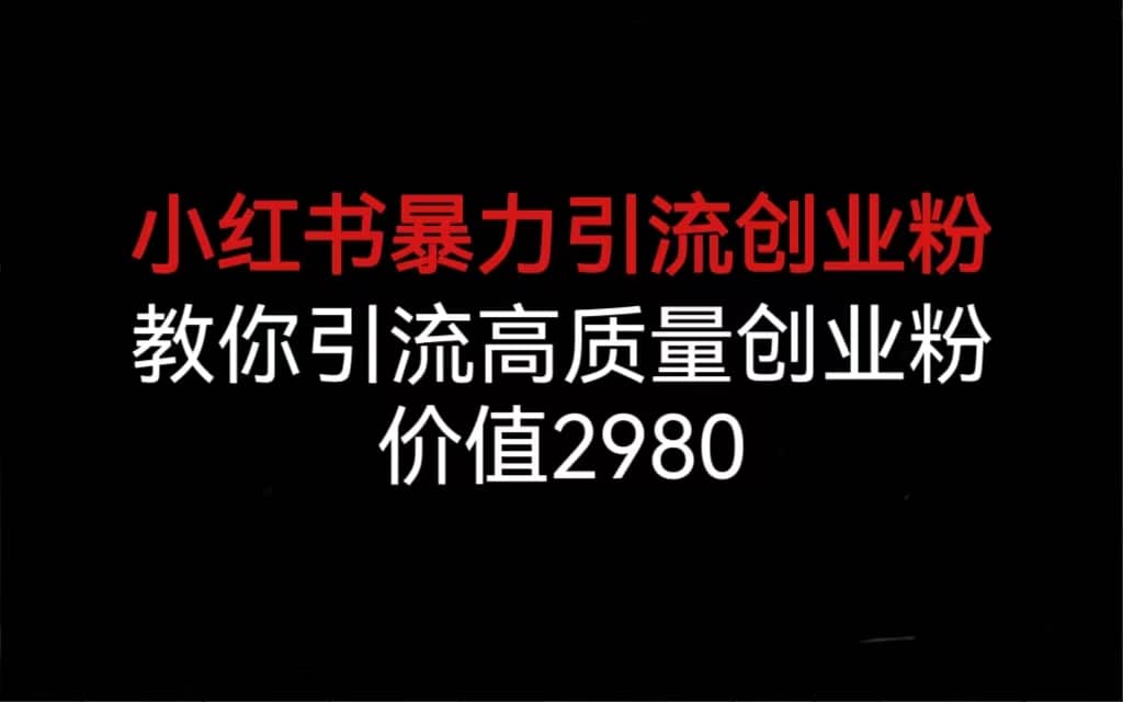小红书暴力引流创业粉，教你引流高质量创业粉，价值2980-温馨分享网