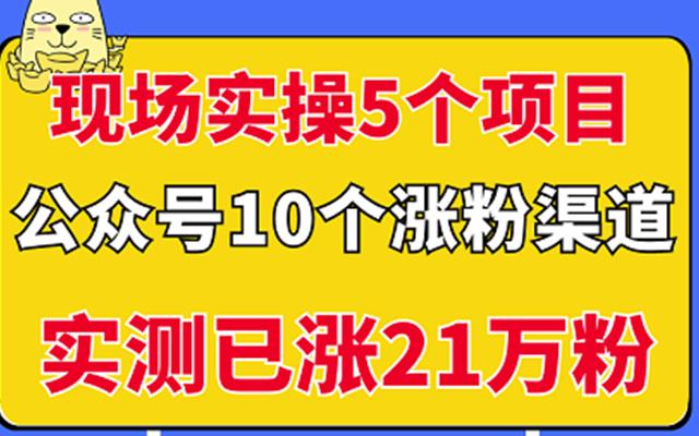 现场实操5个公众号项目，10个涨粉渠道，实测已涨21万粉！-温馨分享网