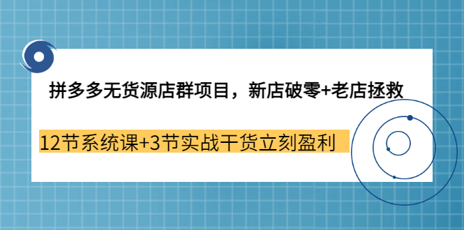拼多多无货源店群项目，新店破零+老店拯救 12节系统课+3节实战干货立刻盈利-温馨分享网