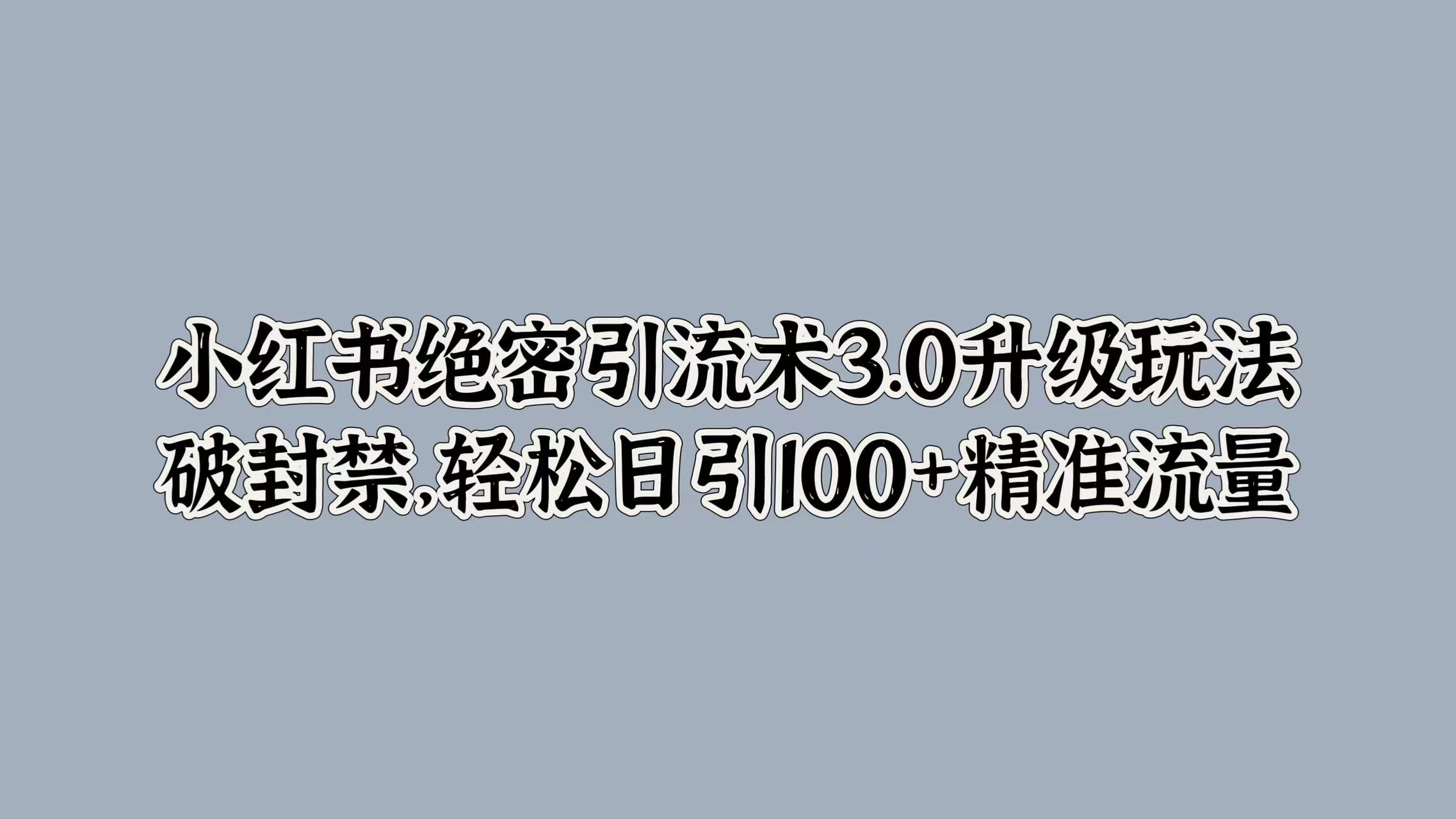 小红书绝密引流术3.0升级玩法，破封禁，轻松日引100+精准流量-温馨分享网