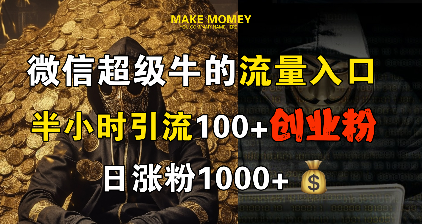 微信超级牛的流量入口，半小时引流100+创业粉，日涨粉1000+-温馨分享网
