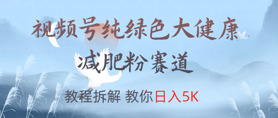 视频号纯绿色大健康粉赛道，教程拆解，教你日入5K-温馨分享网