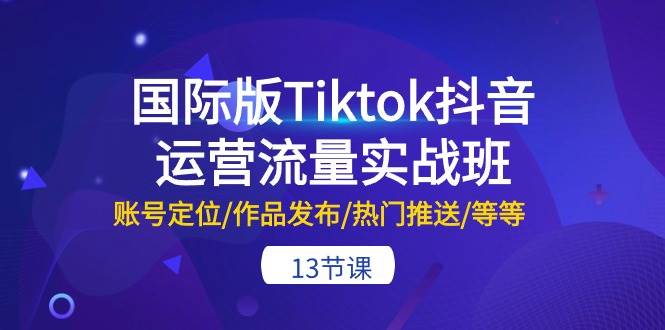 国际版Tiktok抖音运营流量实战班：账号定位/作品发布/热门推送/等等-13节-温馨分享网