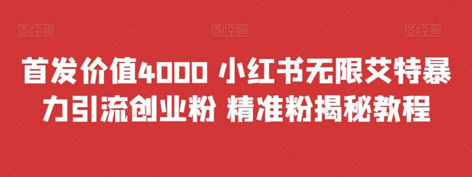 首发价值4000 小红书无限艾特暴力引流创业粉 精准粉揭秘教程-温馨分享网