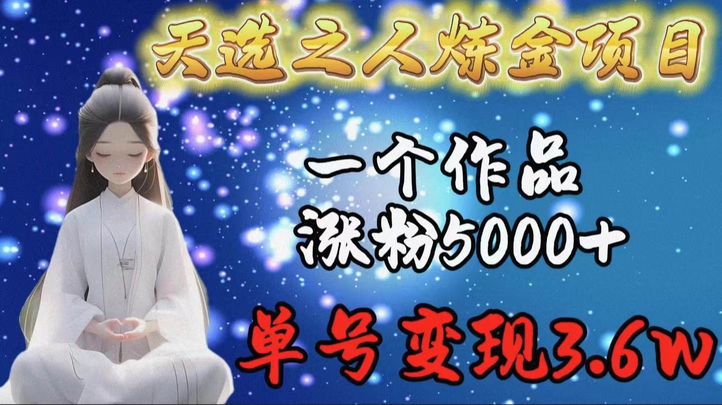 天选之人炼金项目，一个作品涨粉5000+，单号变现3.6w-温馨分享网