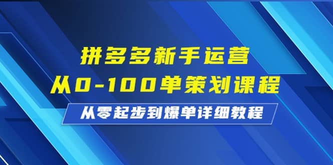 拼多多新手运营从0-100单策划课程，从零起步到爆单详细教程-温馨分享网