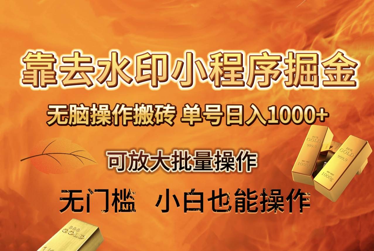 去水印小程序+拼多多 无脑搬砖 ，单号日入1000+ 保姆级教程 可放大批量操作-温馨分享网