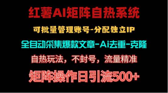 红薯矩阵自热系统，独家不死号引流玩法！矩阵操作日引流500+-温馨分享网