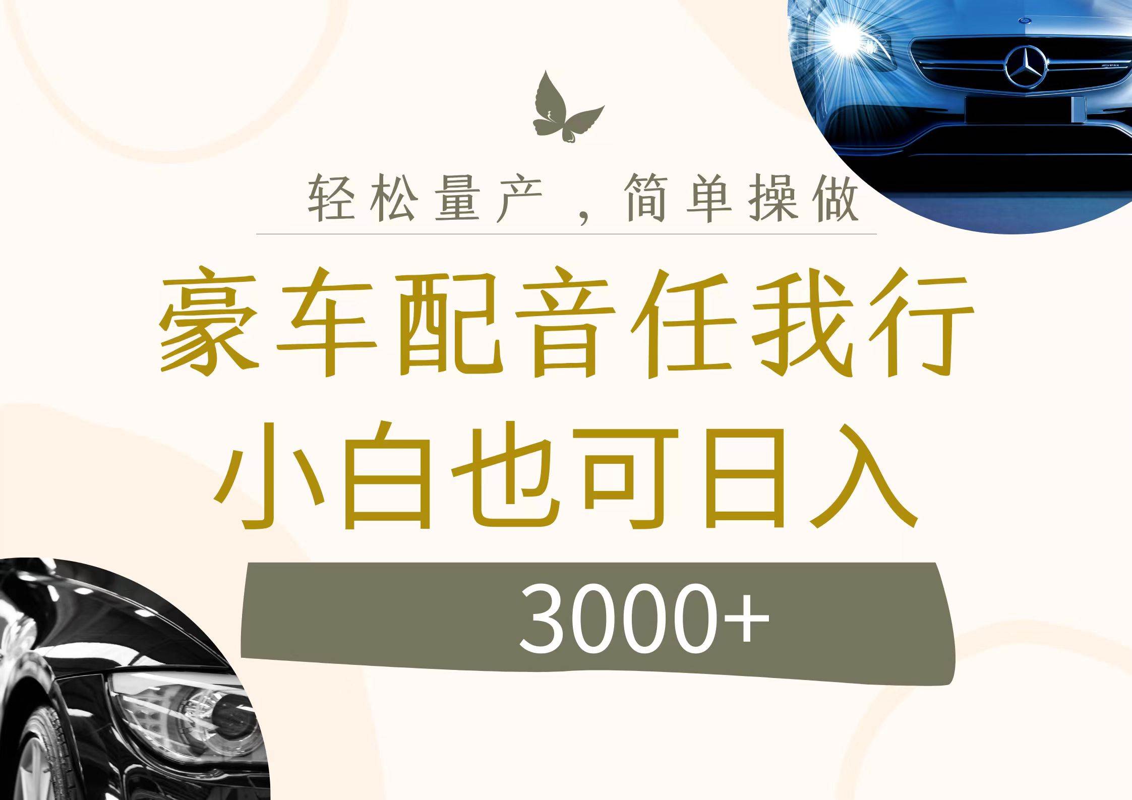 不为人知的暴力小项目，豪车配音，日入3000+-温馨分享网