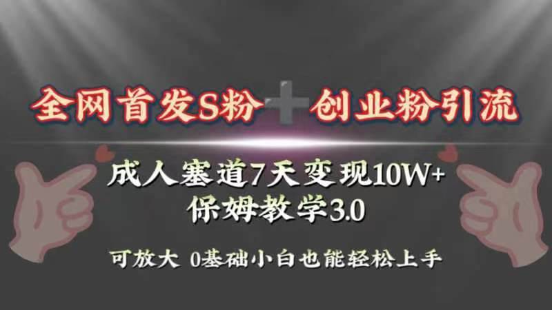 全网首发s粉加创业粉引流变现，成人用品赛道7天变现10w+保姆教学3.0-温馨分享网
