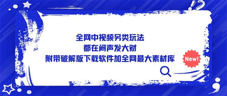 全网中视频另类玩法，都在闷声发大财，附带下载软件加全网最大素材库-温馨分享网