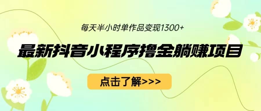 最新抖音小程序撸金躺赚项目，一部手机每天半小时，单个作品变现1300+-温馨分享网