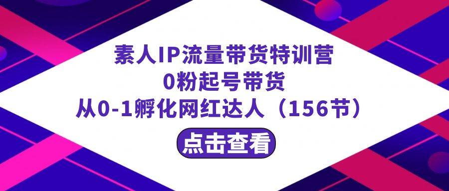 繁星·计划素人IP流量带货特训营：0粉起号带货 从0-1孵化网红达人（156节）-温馨分享网