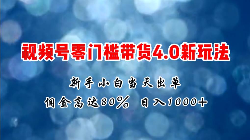 微信视频号零门槛带货4.0新玩法，新手小白当天见收益，日入1000+-温馨分享网
