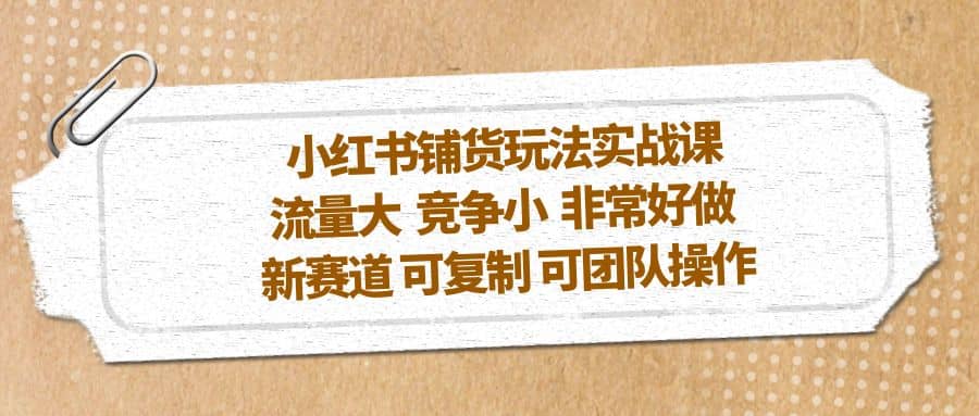 小红书铺货玩法实战课，流量大 竞争小 非常好做 新赛道 可复制 可团队操作-温馨分享网