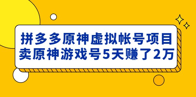 外面卖2980的拼多多原神虚拟帐号项目-温馨分享网